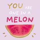 You are one in a melon. Stuk meloen op lila achtergrond.
